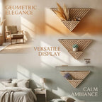 Triangle Wall Planter for Dry Plants, Hollow Out Geometric Wall Decor, Natural Wood Creative Home Decor Display Shelf for Flower Arrangements, Living Room, Entryway, Balcony Wall Accent - Image 5