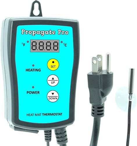 Plug in 1000 Watt Heating Thermostat Outlet 34-108°F by Propagate Pro 110V, 120V Heat Mat Heater Pad Temperature Controller for Starting Seeds, Reptiles, Egg Incubation + Beer Brewing/Wine Making by PropagatePro