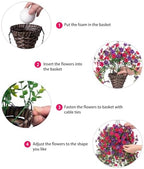 HyeFlora Artificial Hanging Flowers Basket for Outdoor, Fake Flowers Faux Plants Look Real for Yard Gardens Porch Patio Home (Darkpurple+Hotpink) - Image 5