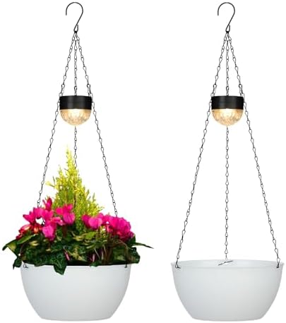 BAYN 2 Packs Solar Hanging Basket Planters for Plants Outdoor by BAYN