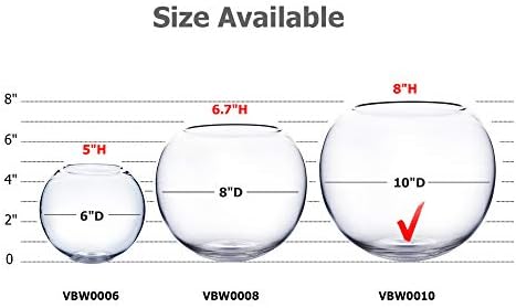 WGV Bowl Glass Vase Bulk, Diameter 10", Height 8", Open Width 6", (Multiple Sizes Choices) Clear Bubble Planter Terrarium Fish Bowl for Wedding Event Home Decor, 4 Pieces (VBW0010) - Image 3