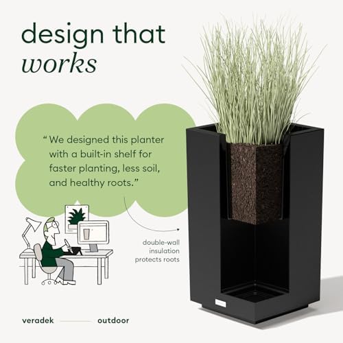 Veradek Block Series Pedestal Planter - Tall Rectangular Outdoor Planter - Image 5