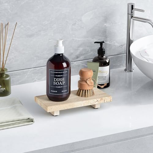Natural Travertine Tray Pedestal Stand, Stone Riser for Bathroom & Kitchen - Image 4