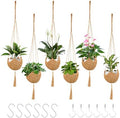 VZZNN 6 Pack Hand-Woven Macrame Plant Hanger - Hanging Plant Holder with 12 Hooks for Indoor Green Plant Hanging and Bohemian Style Home Decor (Brown) by VZZNN