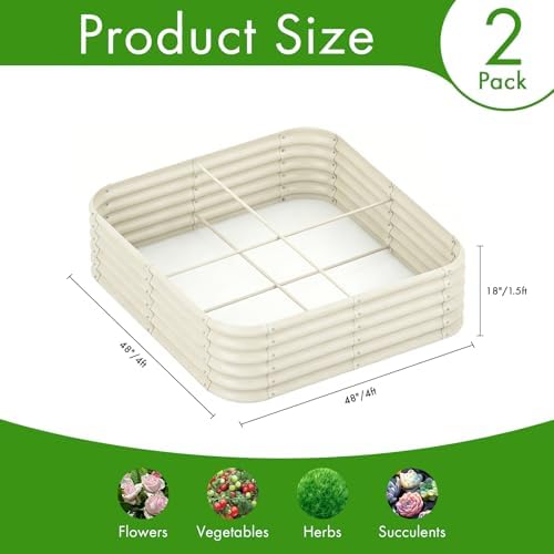 Besebay 2-Pack 4x1.5ft Galvanized Raised Garden Bed, Outdoor Planter Bed, - Image 2