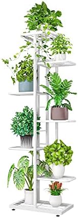 MTB Garden 7 Tier White Metal Plant Stand Indoor Outdoor Flower Pot Display Planter Shelf by MTBGarden