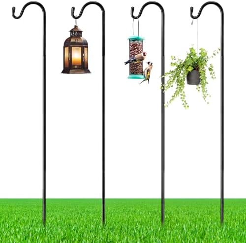 4 Pcs 60 Inch Shepherds Hook for Outdoor Adjustable Bird Feeder Pole by Yetene