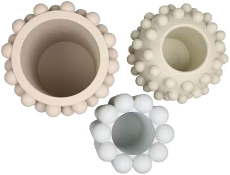 Eyely Delara Modern Minimalist Handmade Concrete Bubble Cylinder and Round Planter Set, Matte Soft Neutral (Set of 3) (NLP1002A-3SET) - Image 6