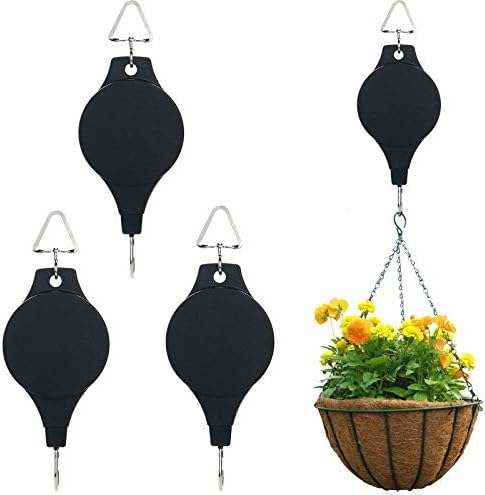 Adjustable Plant Pulley Retractable Hanging Planters Flower Basket Hook Hanger for Gardening Pot and Outdoor Birds Feeders in Different Height Lower and Raise Pack of 3 Pieces by zaring