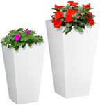 Outsunny 2-Pack Outdoor Planter Set with Drainage Holes, 22in & 18in, White by Outsunny