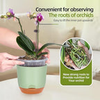 QCQHDU 5.7Inch Orchid Pots with Holes for Repotting, Double-Layer Plastic Self Watering Flower Pots for Indoor Plants with Drainage Holes, Clear Orchid Pot Match Decorative Orchid Container, 3 Packs - Image 3