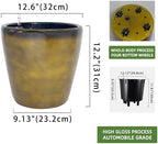 Dexceder 13x12 Self Watering Planter with Wheels (Yellow Brown Gradient) - Image 3