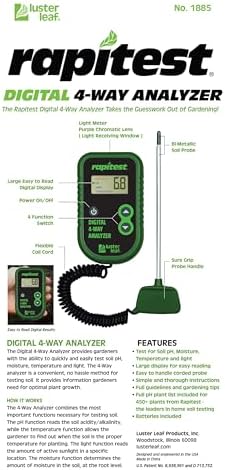 Luster Leaf Rapitest 4-Way Digital Soil Analyzer for pH, Moisture, Temperature, and Light – Designed and Engineered in the USA - Image 3