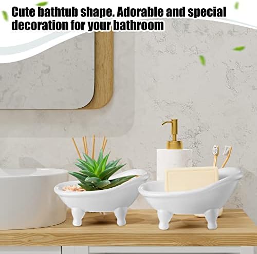 Gejoy 8 Pcs Mini Ceramic Bathtub Planter Pot, 5.6" Succulent Soap Dish - Image 5