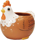 Chicken Planter - Rooster Utensil Holder Party Accessories - Flower Succulent Pot - Indoor Outdoor Garden Backyard Patio Chicken Theme Ceramic by Sixdrop