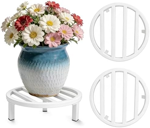 3 Pack 12 Inch Metal Plant Stands Outdoor Indoor Pot Riser,White by bozopion