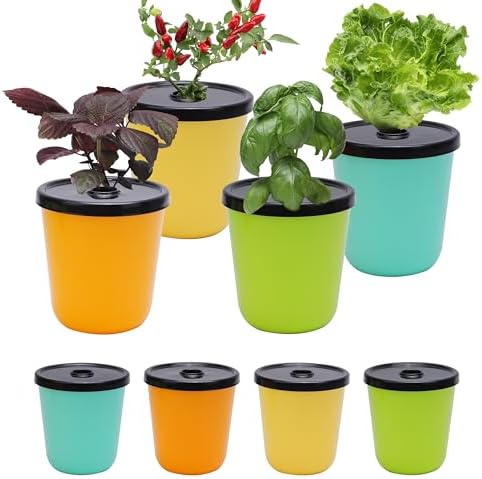 Kratky Method Hydroponic Planter Kit, 8 Hydroponic Planter Plus 24 Growing Sponges for Herbs, Hydroponic Mini Buckets for Windowsill Herb Garden, Hydroponic Growing System for Vegetables by Kiicii