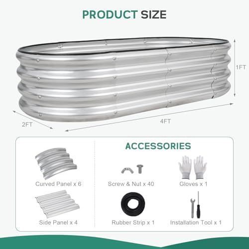 Galvanized Raised Garden Bed, 4x2x1ft, 2 Pack, Silver - Image 3