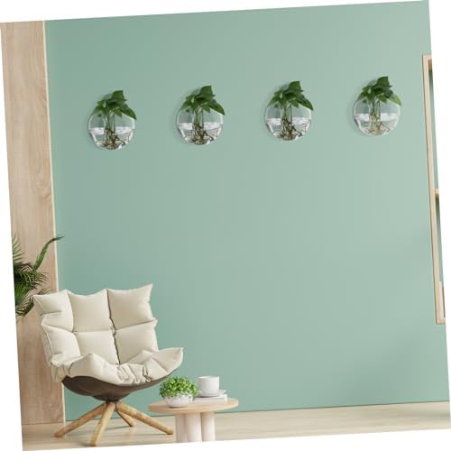 Happyyami 4pcs Wall-Mounted Glass Planters Globe Propagation Station for Hydroponics Space-Saving Hanging Terrarium Vases for Home and Office Decor - Image 6