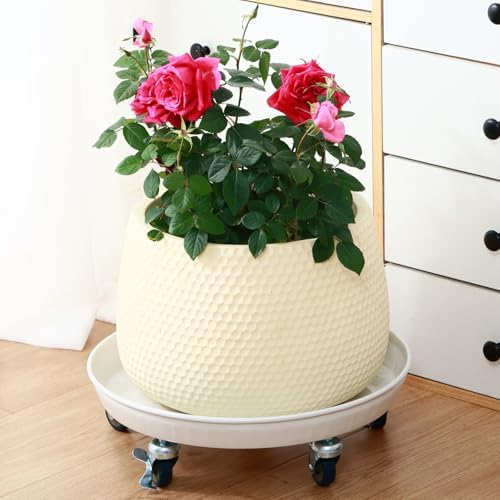 Planterhoma 3 Packs 16 inches Metal Plant Caddy with Wheels Extra-large Rolling Plant Stand Heavy-duty Iron Plant Dolly Casters for Indoor Outdoor Flower Pot Mover Roller Coasters - Image 7