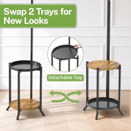 iDavosic.ly Hanging Plant Stand Indoor, 2 Tier, 60 In Tall, Black & Brown - Image 6