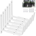 Y&M 6 Pack Adjustable Planter Brackets (6 to 12.5 in), Universal Window Box Brackets, Heavy Duty Iron Flower Box Wall Mounting Hooks for Balcony, Fences, Patio, and Garden - White by YM