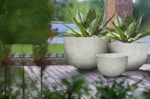 Large Resin Planter Pot for Trees Big Flower – Lightweight Round Plant Pot with Stone-Textured Finish, Weather-Resistant Decorative Outdoor & Indoor ((3 Sizes Combo: 13" + 17.7" + 21.7")) - Image 5
