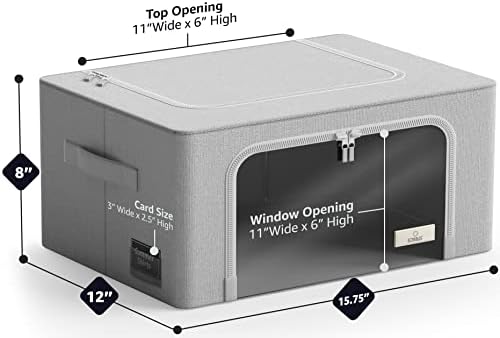 Sorbus Clothes Storage Bins, Clear Window & Handles (4 Pack, Gray) - Image 3