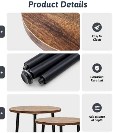 GENTINGBRO plant stand indoor 2 pack wood grain plant table mid century - Image 5