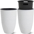 Worth 21" H White Tall Planters with Inside Pots, 2-Pack Large Plant Pots by WORTH