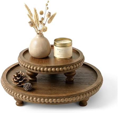 EOSAHR Round 2-Piece Display Risers, Farmhouse Display Stand, Brown by EOSAHR