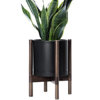 D'vine Dev Plastic Pot with Walnut Wood Stand, Black, 10 in, 55-C-L-2 by DvineDevPlanterPotsandStand