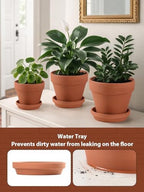 INGOFIN Terracotta Pots Set with Saucer - 5/6/7 inch Ceramic Clay Planters with Drainage Hole, Garden Flower Succulent Pots with Tray for Indoor Outdoor Plants, Set of 3 - Image 5