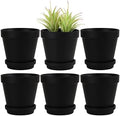Yishang Large Terra Cotta Pots with Saucer- 6 Pack Large 6'' Terra Cotta Plant Pot with Drainage Hole, Flower Pot with Tray, Terracotta Pot for Indoor Outdoor Plant(Black) by Yishang