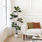GarveeHome 6FT Artificial Ficus Lyrata Tree, Bendable Boughs, Modern White Pot Included, Perfect for Home Office Living Room Decor Indoor, Tall Artificial Tree for Housewarming Gift - Image 3