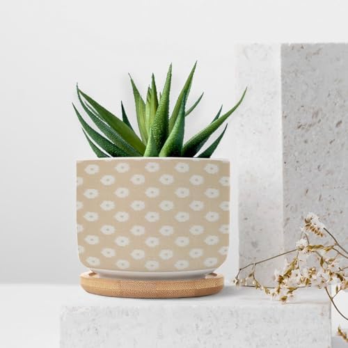 Timur in Blue Background Ceramic Planter Geometric Modern Pots for Plants with Drainage Holes and Saucers Pot for Home Office Decoration - Image 7