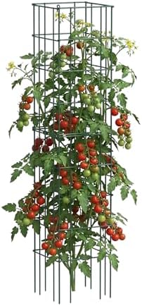 Vego Garden Tomato Cage 16.5" Square Heavy-Duty for Garden & Pots, Rust-Resistant Tomato Stackable Heavy Gauge Plant Cage Trellis Support for Climbing Vegetables Plants by Unknown