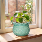 6 Inch Pots for Plants, Ceramic Plant Pot, Crack Lake Green - Image 3