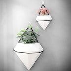 Ceramic Flower Pot Innovative Artificial Fleshy Flower Hanging Container Planter Pot Geometric Glass Wall Decor Container Geramic Vase Flowerpot-L - Image 4