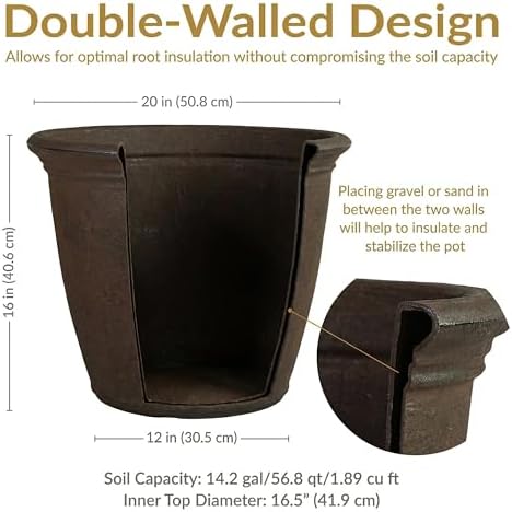 Sunnydaze Anjelica 20'' Large Plastic Planter Pot for Plants, Sable, 2pk - Image 5