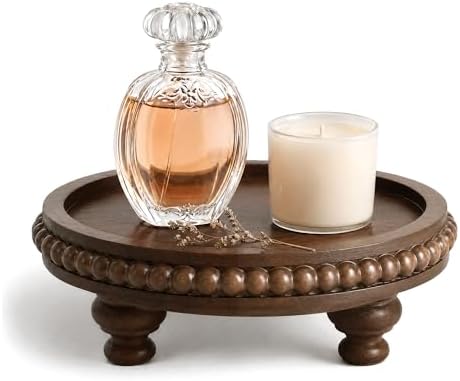EOSAHR Acacia Wood Riser with Beads, Pedestal Stand for Tabletop, DarkBrown by EOSAHR