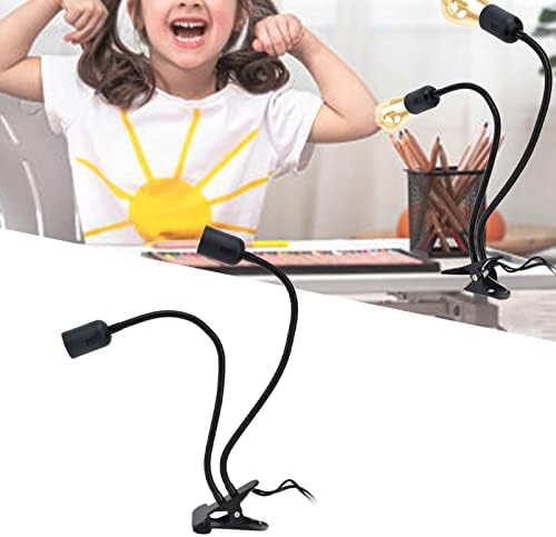 Clip Desk Lamp Socket, E26/E27 Reading Light Stand Clamp Lamp Fixture, 360 Degrees Two Clip on Light Bulb Holder with On/Off Switch and Clamp for Headboard Video Study Work, - Image 3