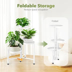 3 Tier Corner Plant Stand Indoor Outdoor, Metal, 10 Inch Wide Tray, White - Image 5