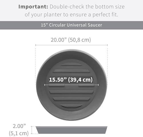Crescent Garden Universal Round Planter Saucer, Durable Drainage Dish for Plant Pots, Heavy-Duty Plant Dishes Saucer, Indoor & Outdoor Plant Trays - Mocha (15.5 inch Inner, 20 inch Outer Diameter) - Image 2