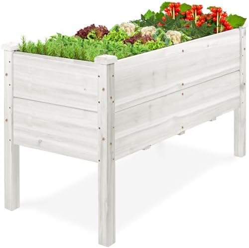 Best Choice Products 48" x 24" x 30" Raised Garden Bed with Extra Deep 16" Depth, Elevated Wood Planter Box Stand for Backyard, Patio, Balcony, Natural Fir Wood - White by BestChoiceProducts