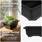 Deep Tray with Mesh Bottom and Preset Drainage Holes 15pcs Rectangular Plastic Bonsai Pot Easy to Clean, Prevents Root for Succulent and Bonsai Plants for Balcony and Apartment - Image 2