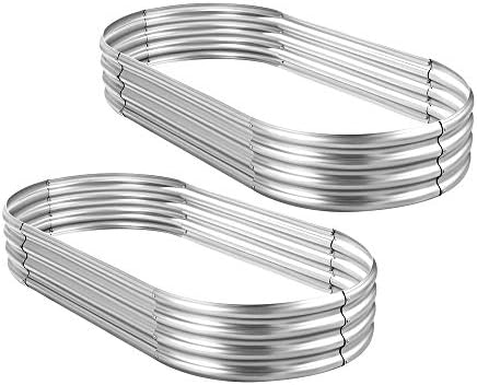 Land Guard 2Pcs Galvanized Raised Garden Bed Kit, Galvanized Planter Oval Large Metal Raised Garden Boxes Outdoor for Vegetables… by LandGuard