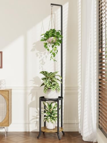 iDavosic.ly Hanging Plant Stand Indoor, 2 Tier, 60 In Tall, Black & Brown by iDavosicly