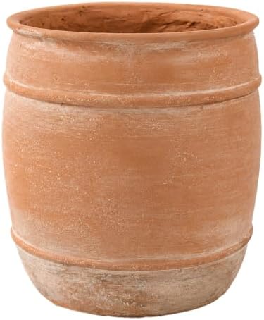 13" H x 12" Dia Aged Terracotta Planter Pot with Drainage Hole by Unknown
