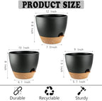 Large Self Watering Planters Plant Pots Outdoor 9/10/12 Inch for All House Plants Black Plastic Flower Pots with Drainage Hole Flower Pots for Indoor Plants Gift Idea for Home Decor - Image 2